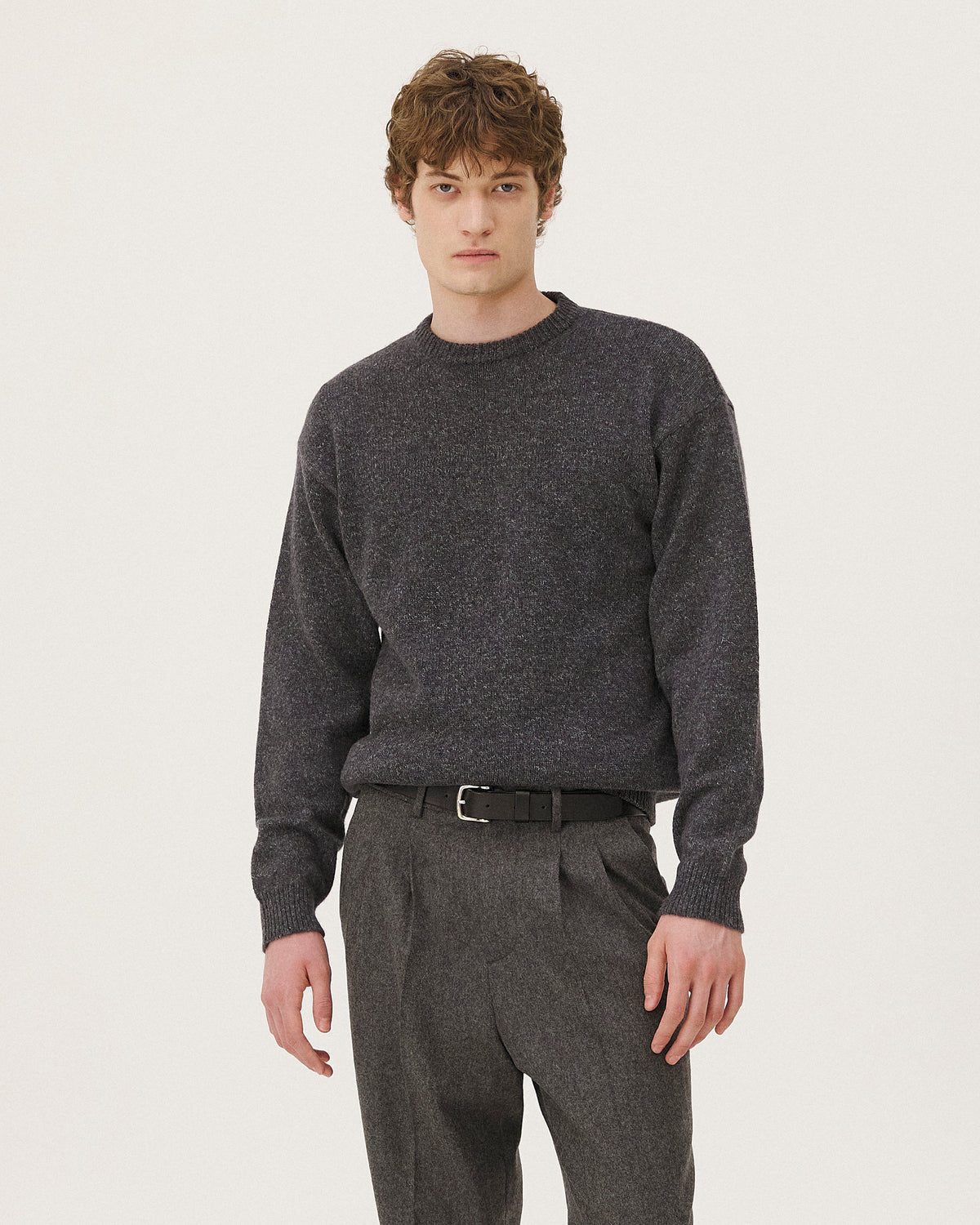 Malmo Anthracite Marl sweater, AW26 menswear studio look
