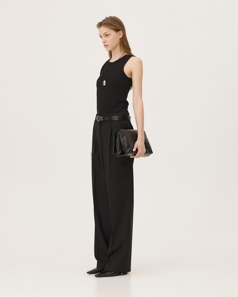 Vils Black, pantalon en laine vierge upcyclée NOYOCO, femme aw26 studio