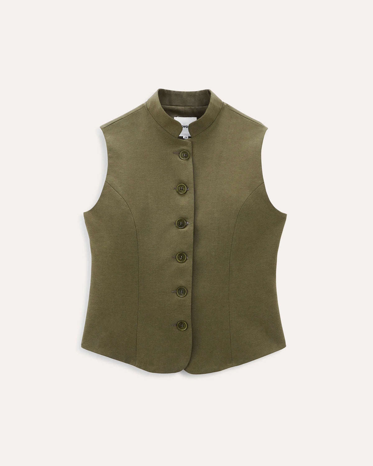 Agar Khaki, gilet en lyocell et coton NOYOCO, packshot ss26 studio
