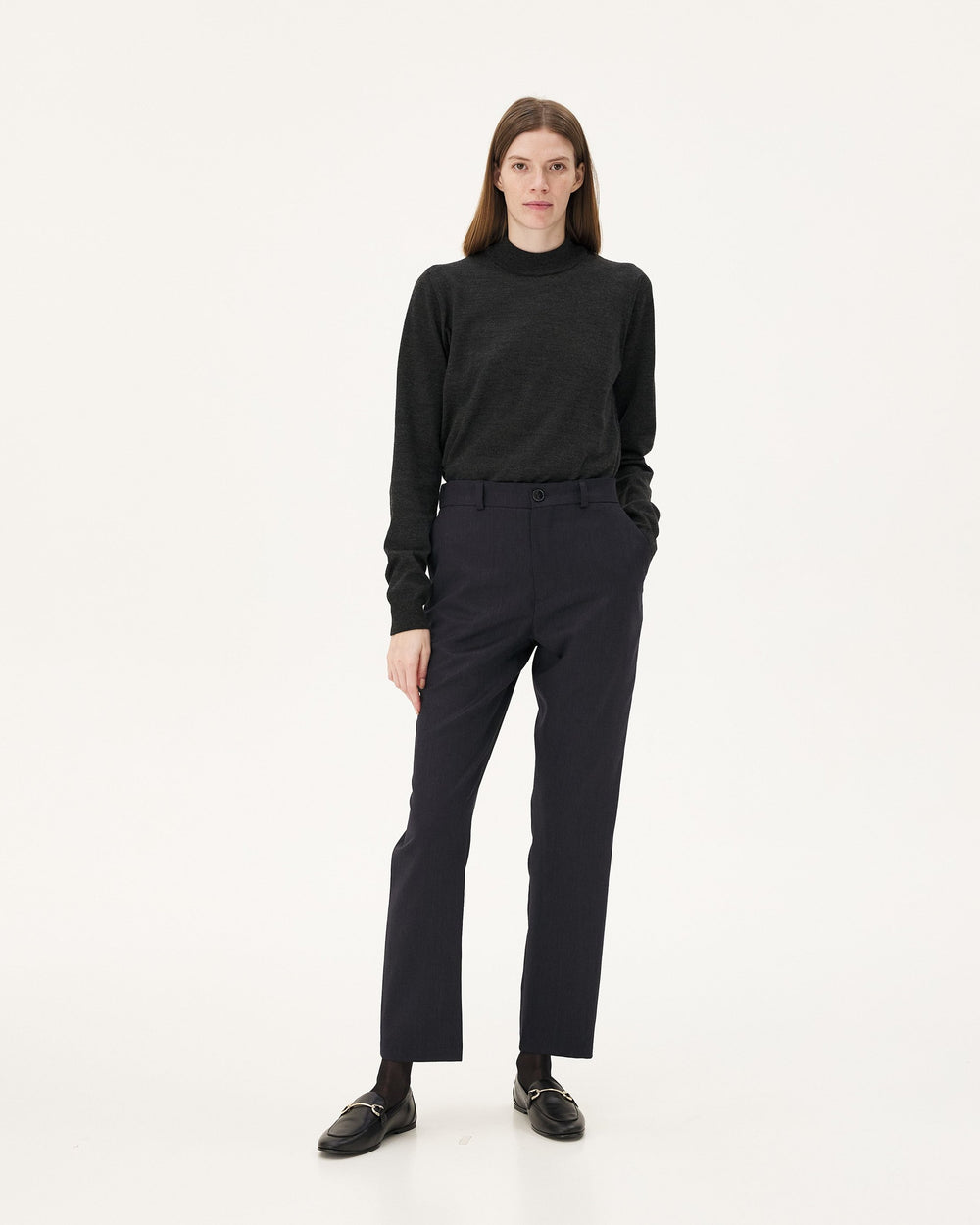 Detroit Night blue, pantalon en laine NOYOCO, femme ss25