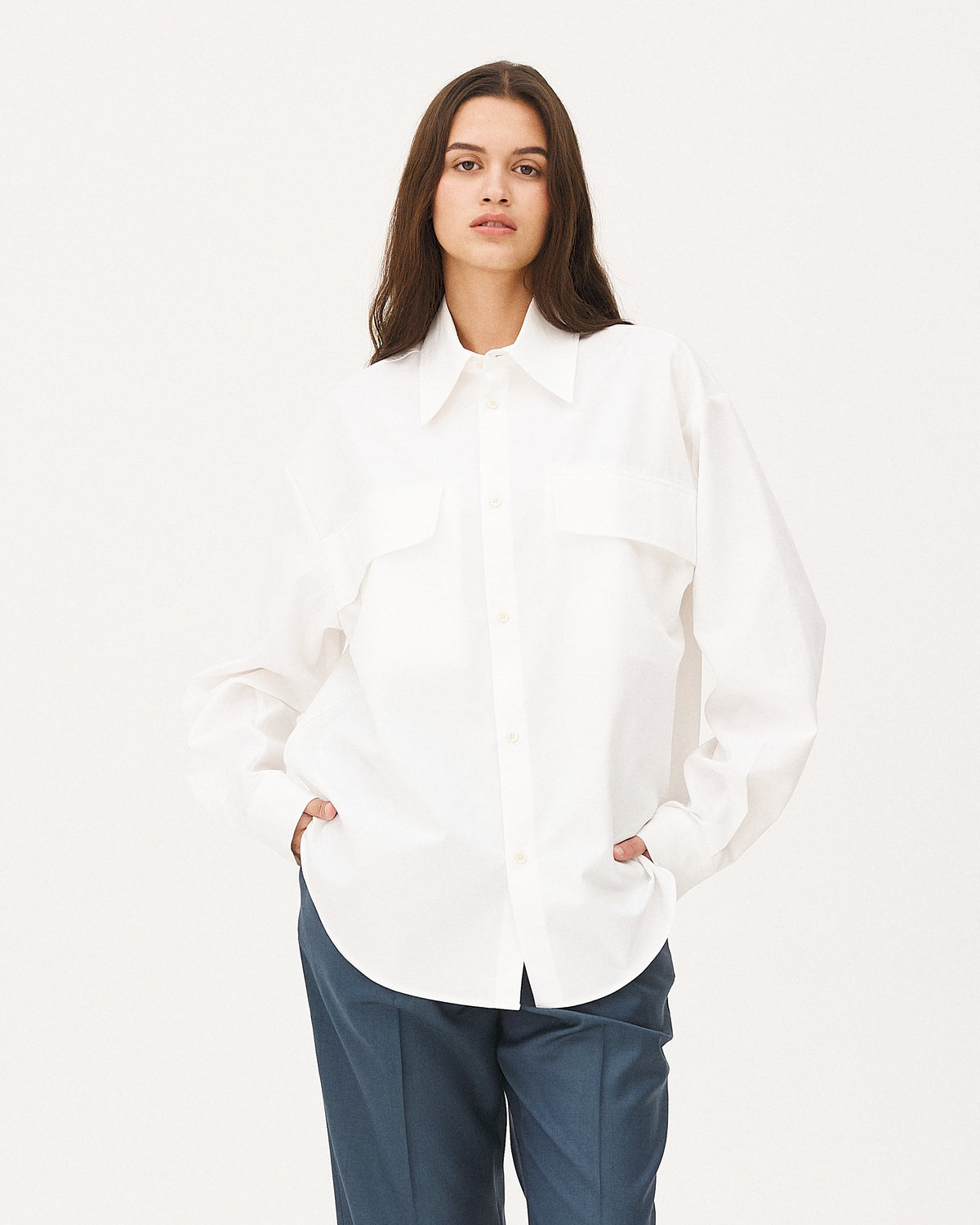 Tautira White shirt, SS26 womenswear studio look
