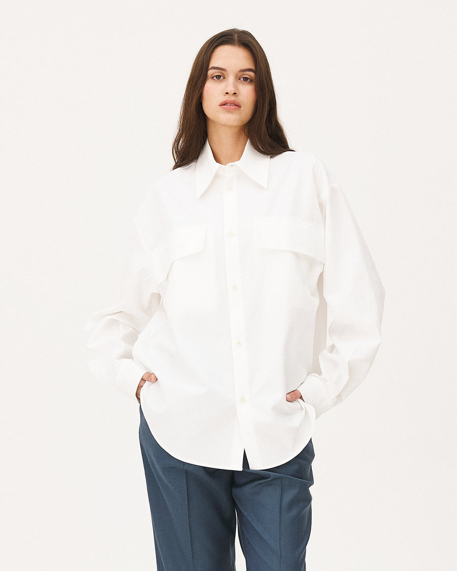 Tautira White shirt, SS26 womenswear studio look