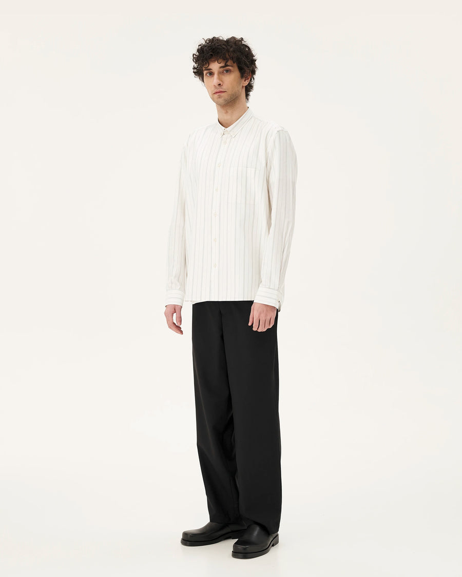 Curtis White stripes, chemise en coton upcyclé NOYOCO, homme aw24