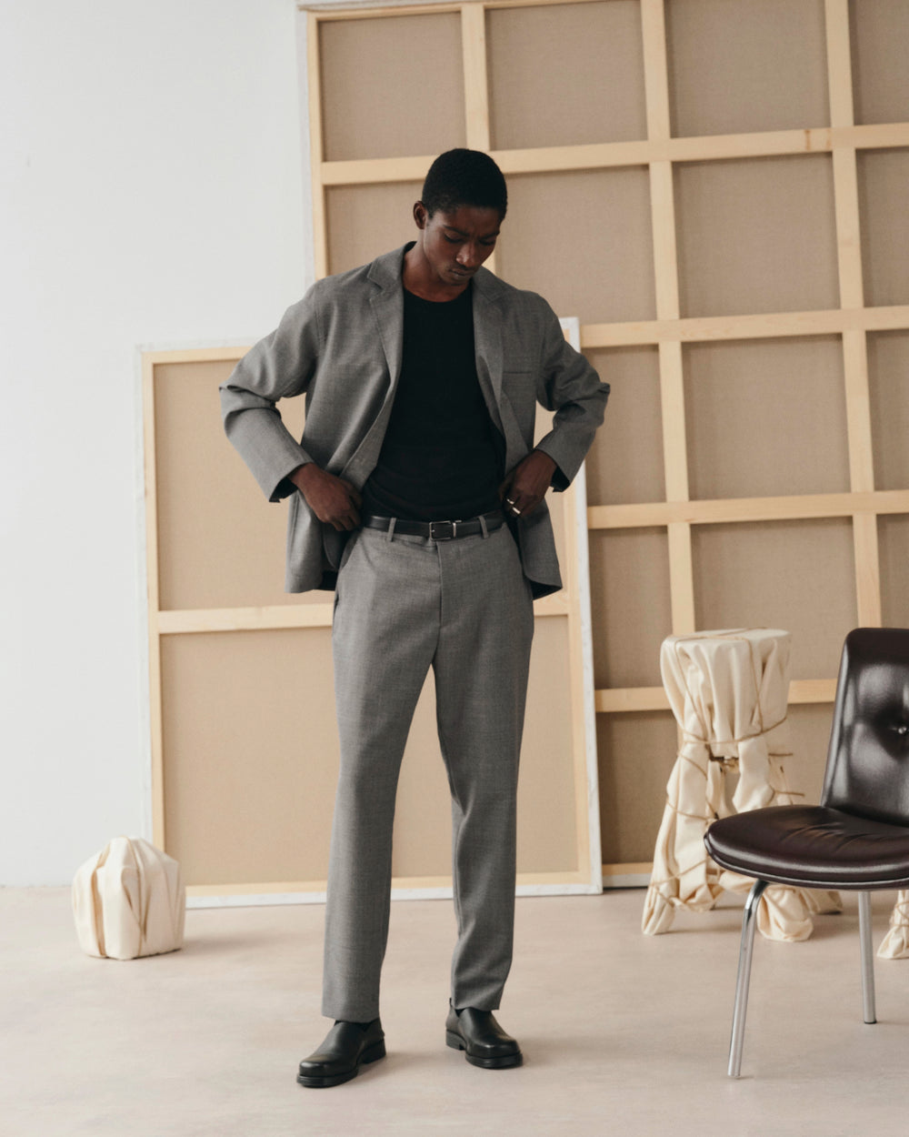 Detroit Steel grey, pantalon en laine vierge NOYOCO, homme SS26