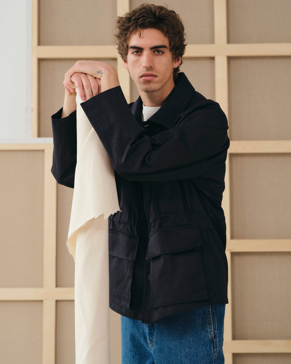 Orari Navy, veste en coton biologique NOYOCO, homme SS26