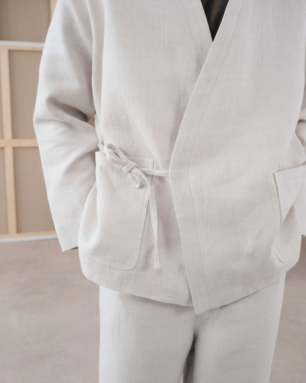 Osaka Light grey, veste en lin upcyclé NOYOCO, homme edito SS26