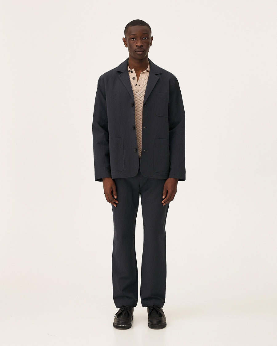 Nairo Dark blue, veste en coton biologique et lin NOYOCO, homme ss26 studio
