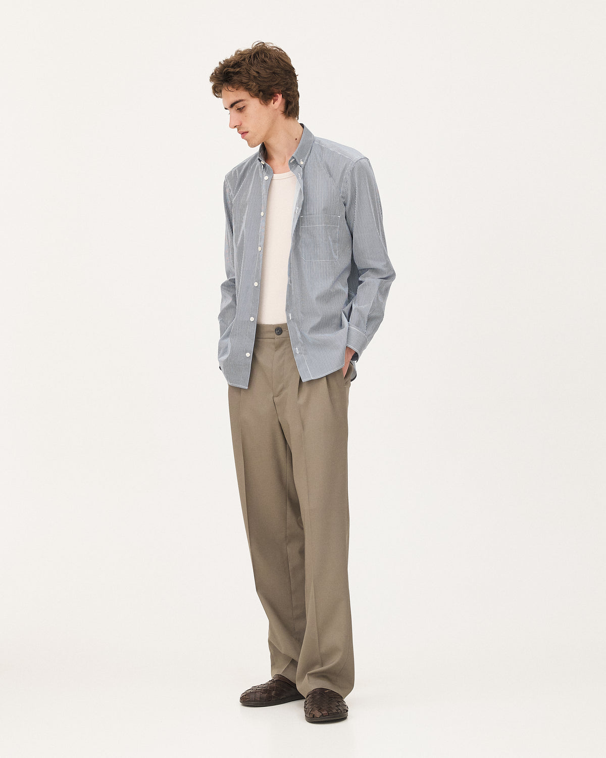 Curtis Bleu lac rayé - porté homme