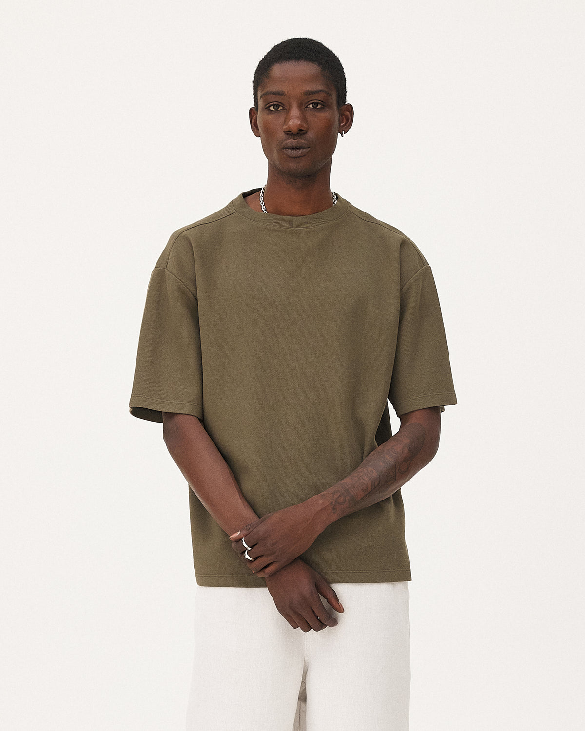 Tangier Khaki t-shirt, SS26 menswear studio look