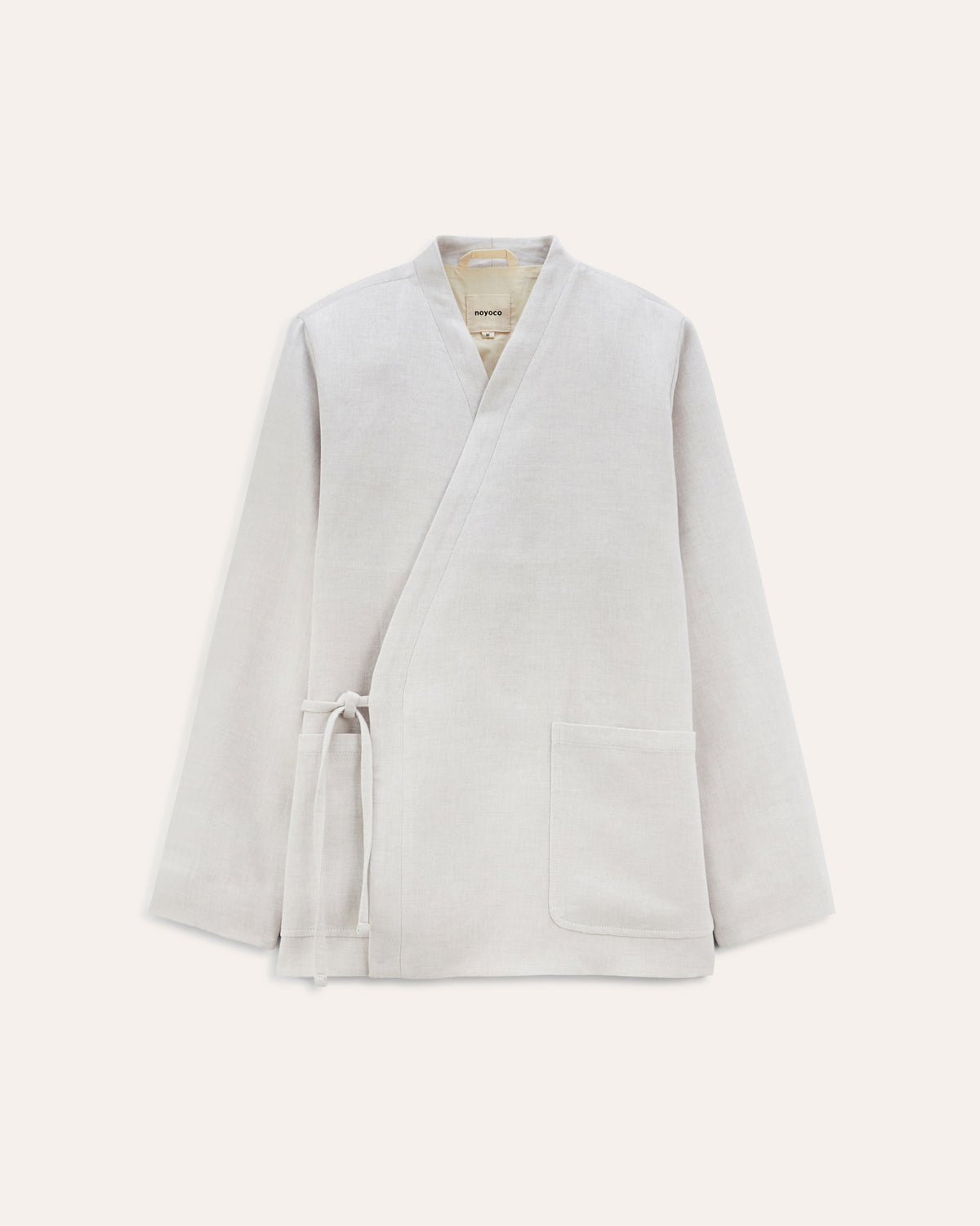 Osaka Light grey, veste en lin upcyclé NOYOCO, packshot ss26 studio
