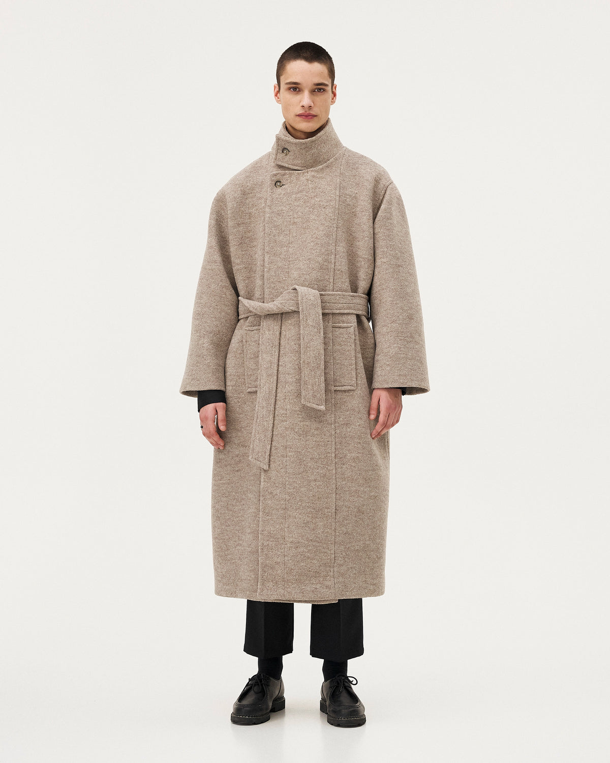 Hera Sand coat, AW25 menswear studio look