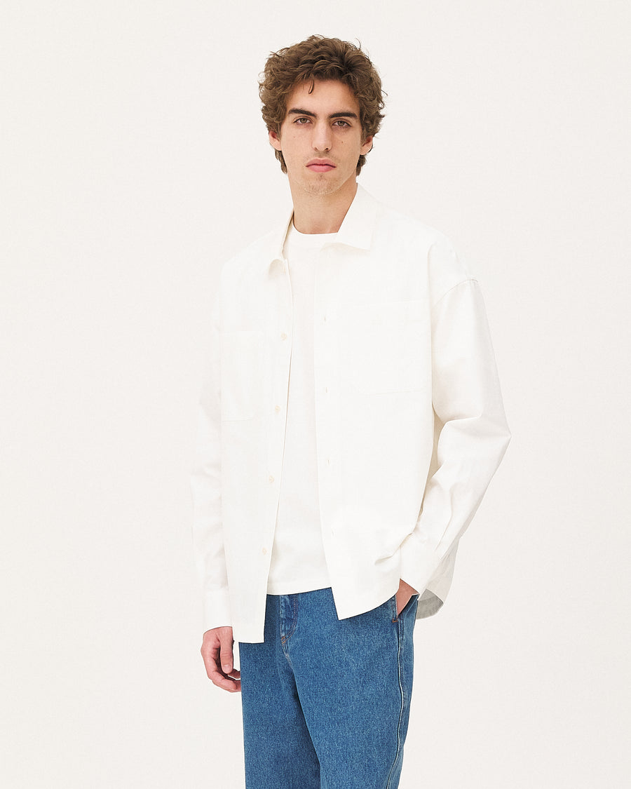 Bora Ripstop White, chemise en coton biologique NOYOCO, homme ss26 studio