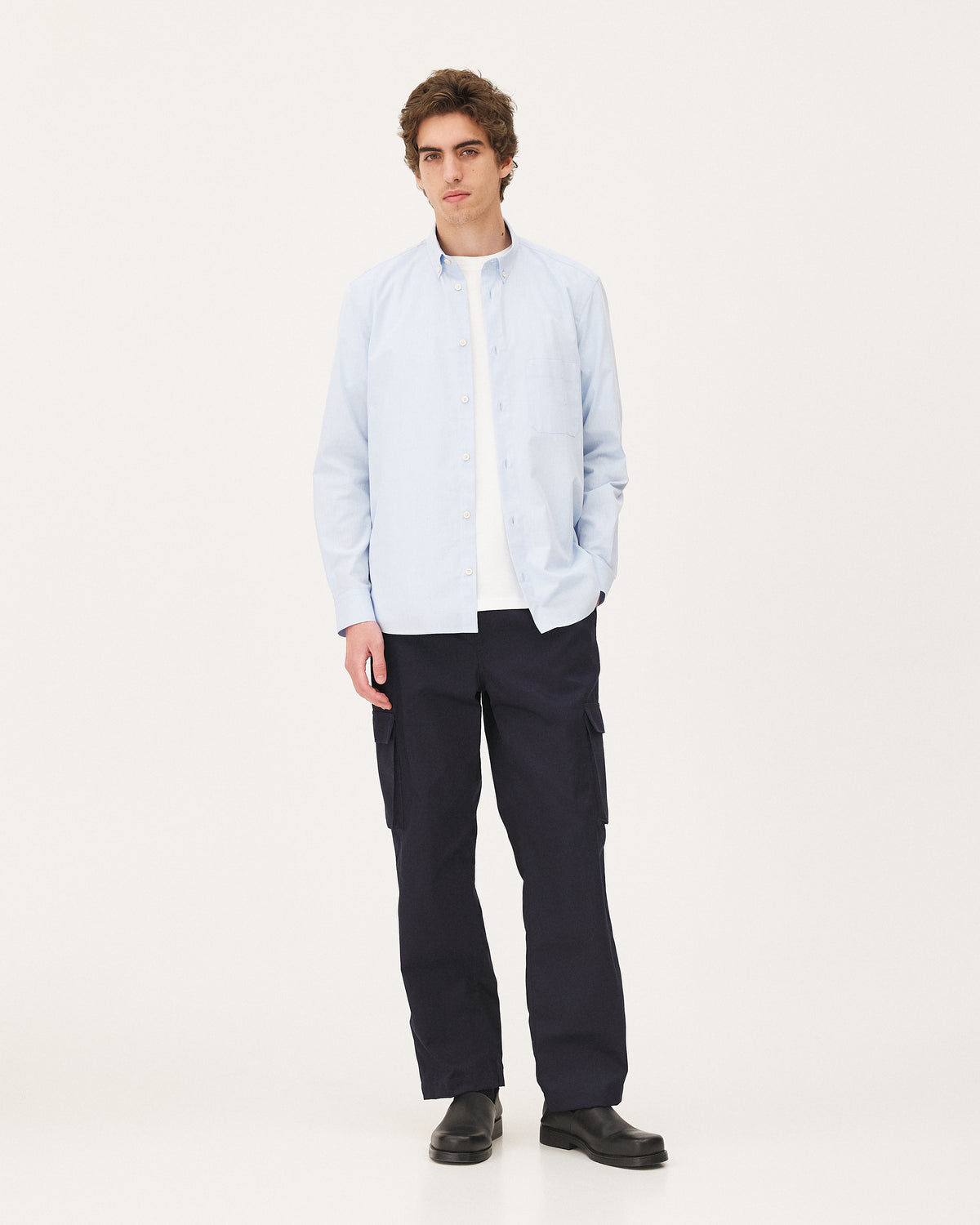 Curtis Sky blue, chemise en coton biologique NOYOCO, homme ss26 studio