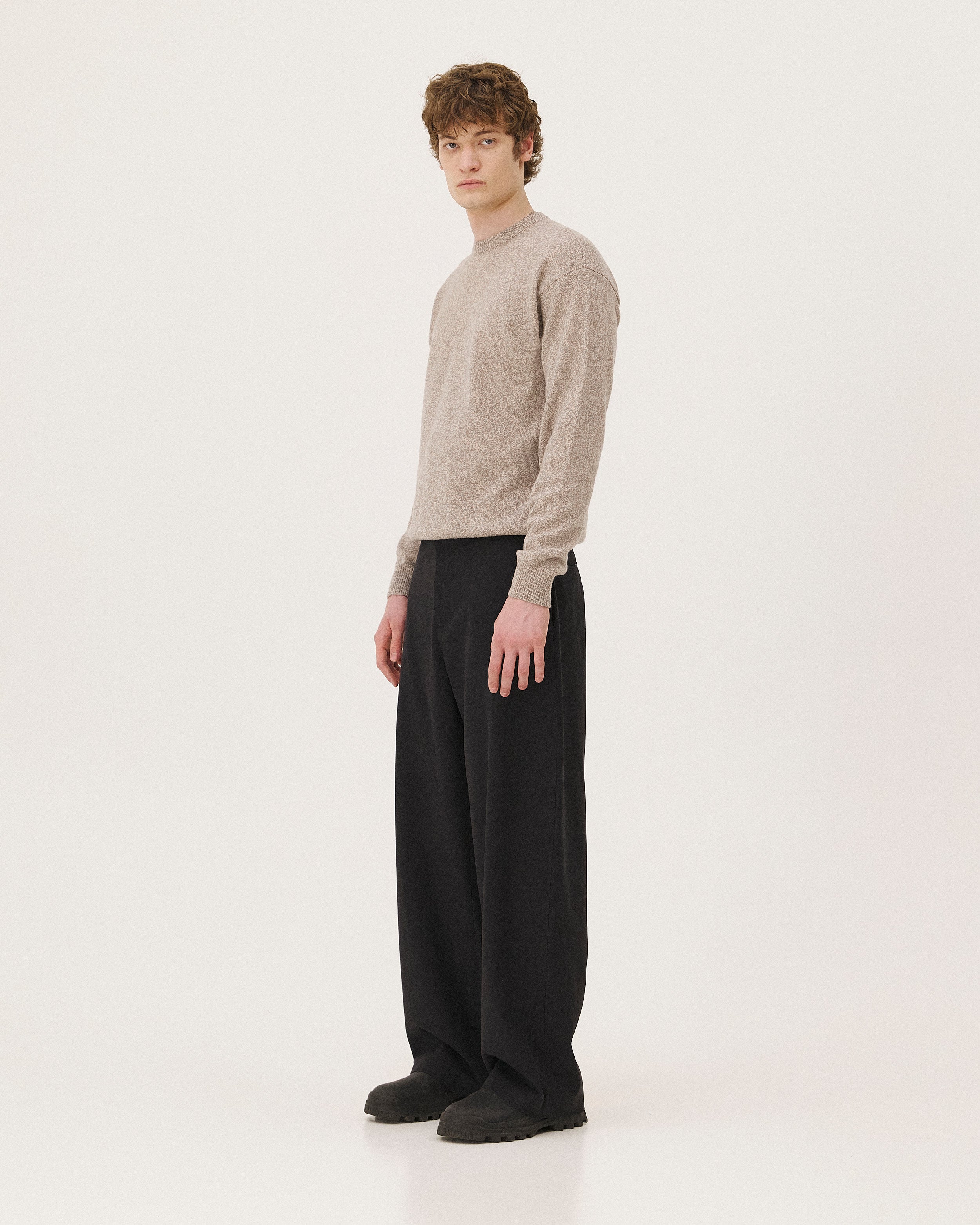 Malmo Beige Mouliné, pull en laine mérinos NOYOCO, homme AW26 studio