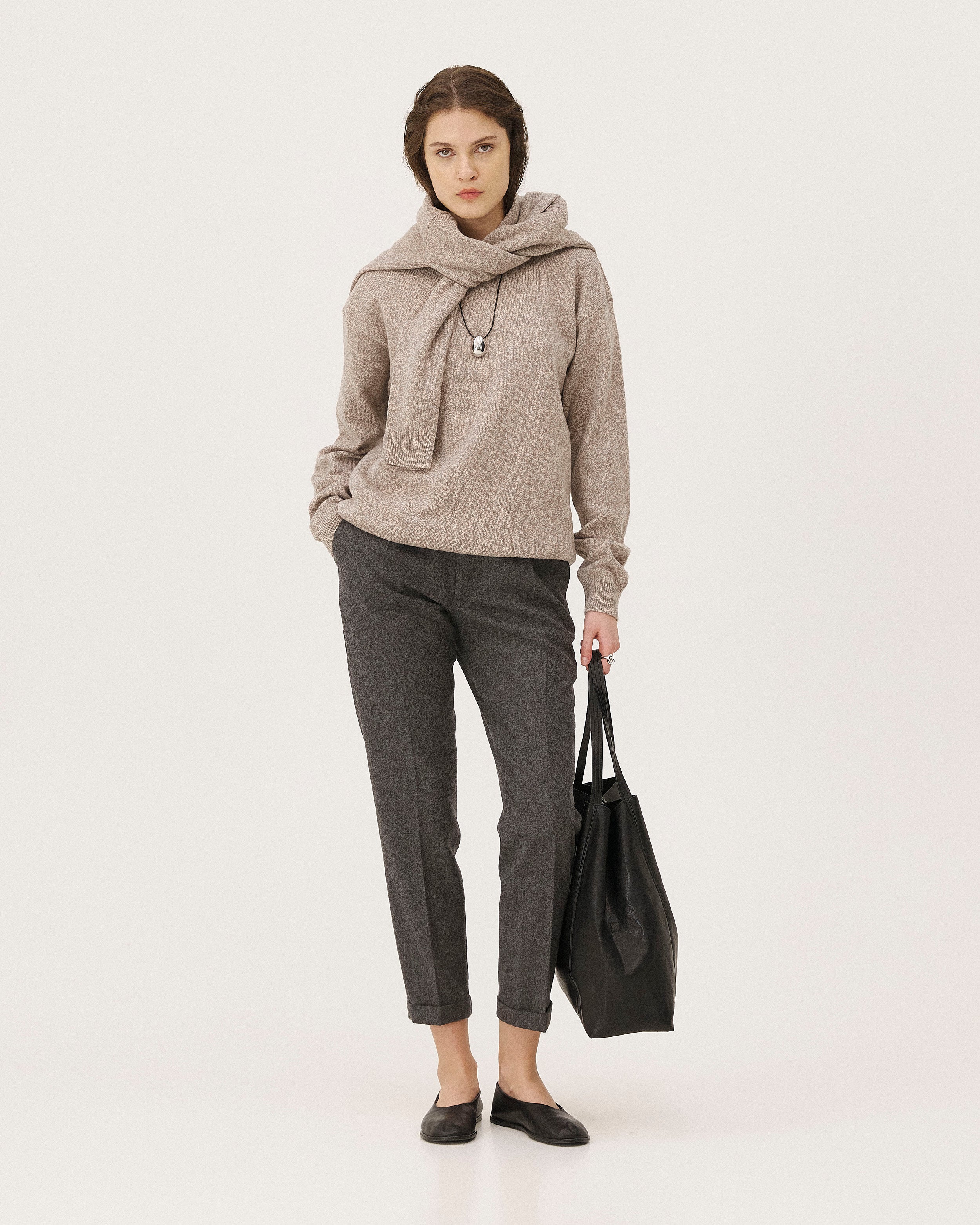 Malmo Beige Mouliné, pull en laine mérinos NOYOCO, femme AW26 studio
