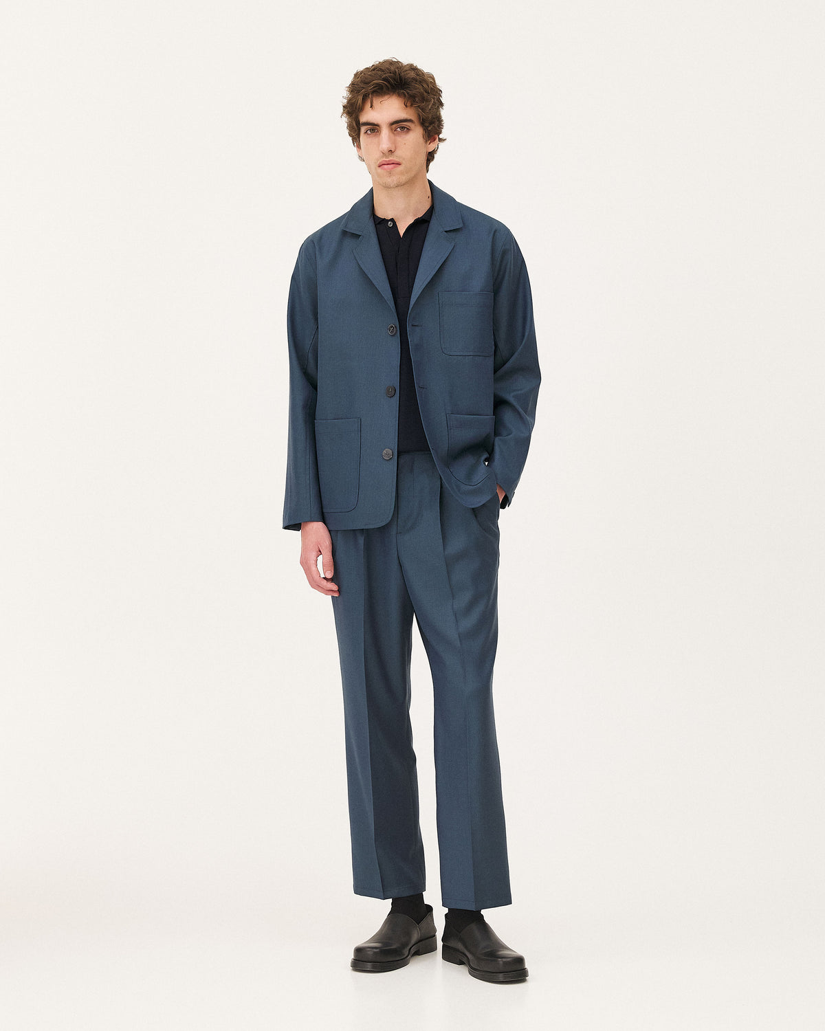 Clyde Deep lagoon, pantalon en laine vierge NOYOCO, homme ss26 studio