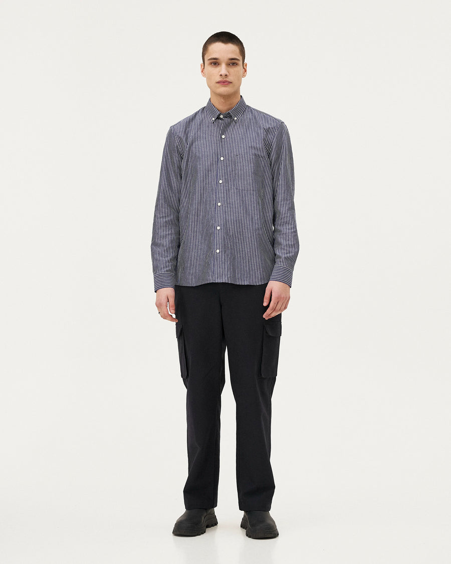 Curtis Blue Stripes shirt, AW25 menswear studio look
