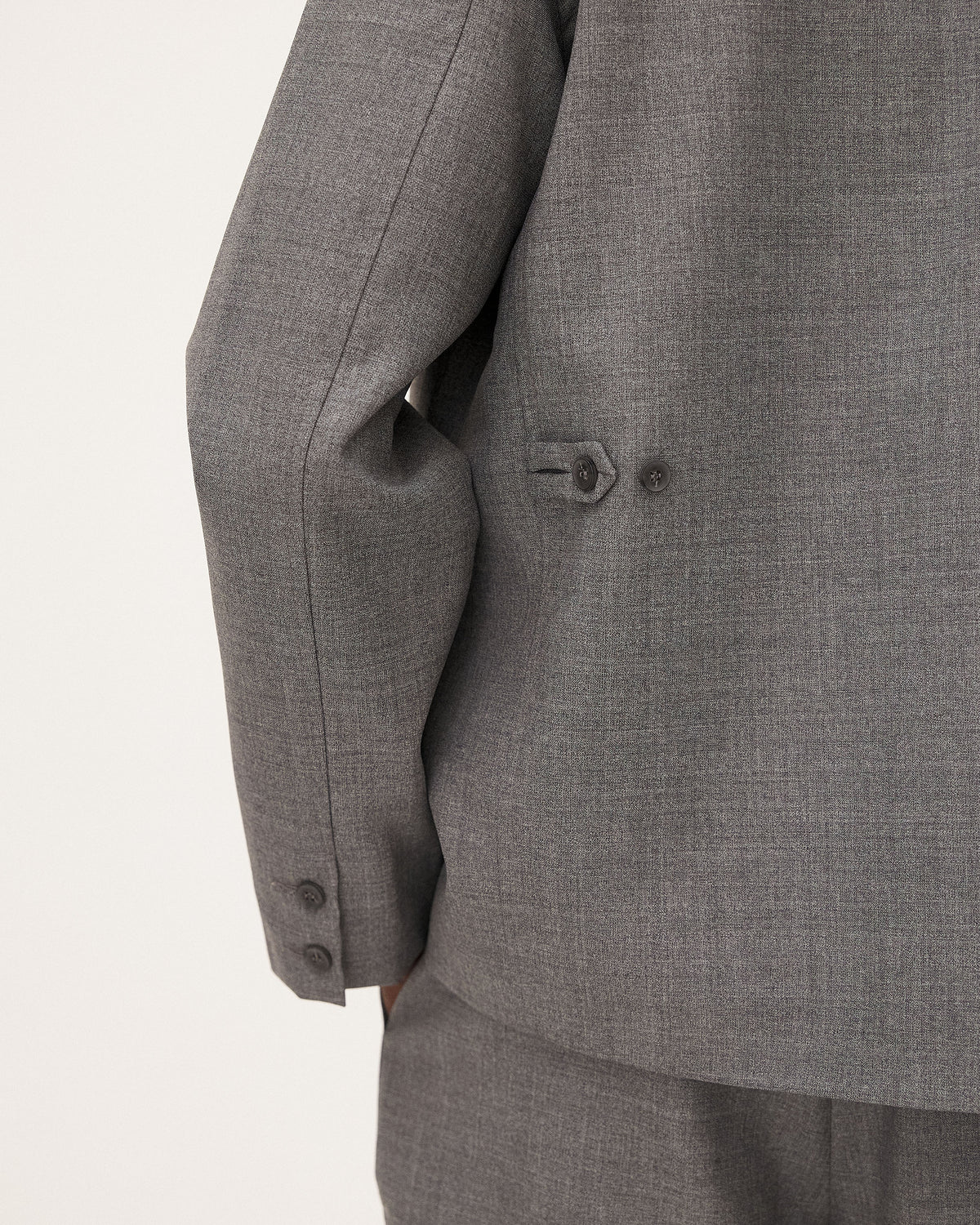 Nairo Steel Grey jacket, SS26 studio detail view